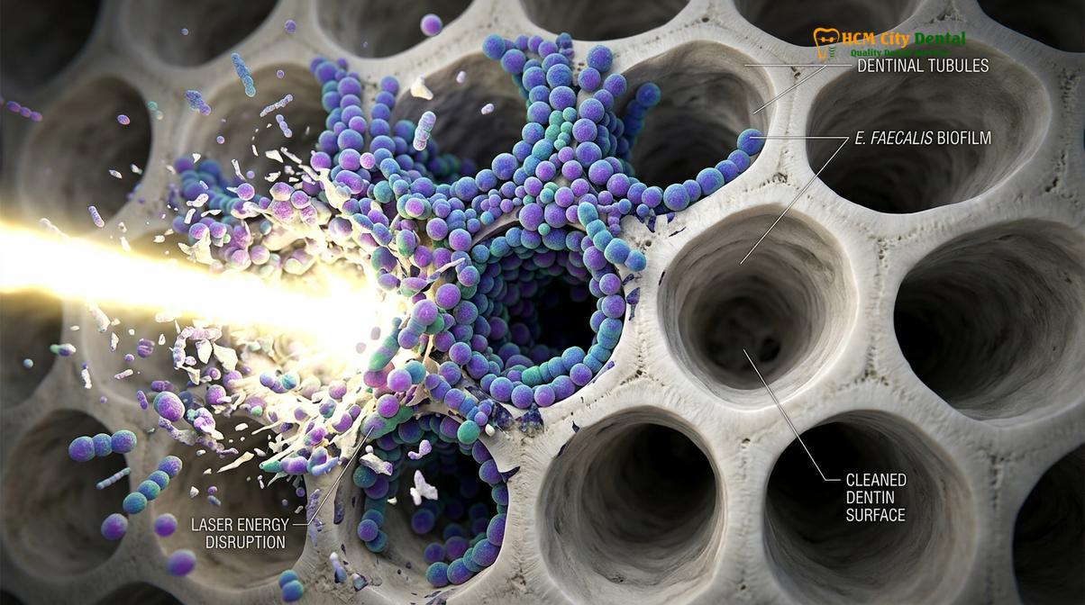 Visual description of Laser Root Canal Disinfection