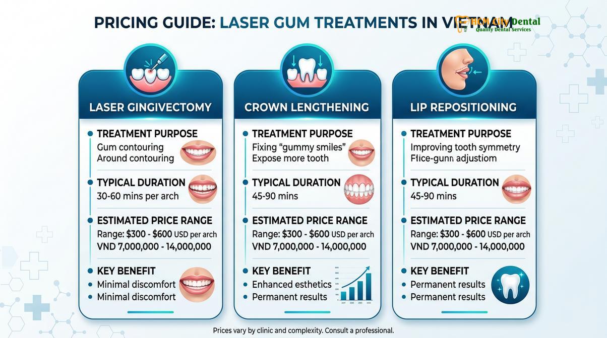 Summary diagram of Laser Gingivectomy Cost Vietnam