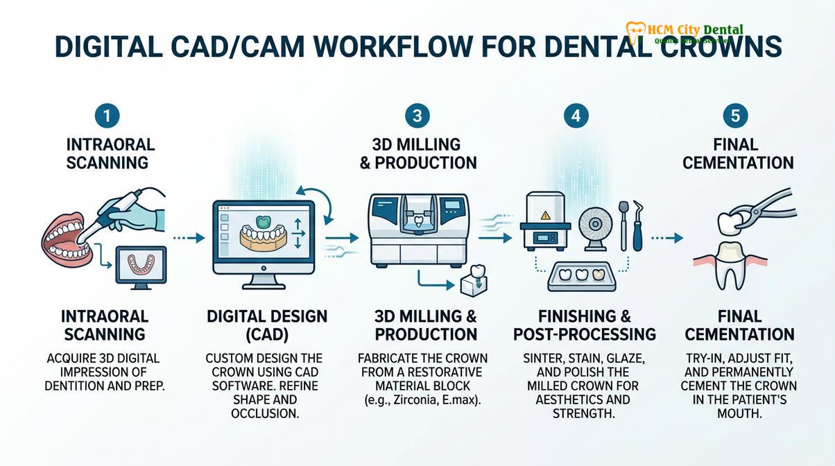 Summary diagram of porcelain crown material origin vietnam