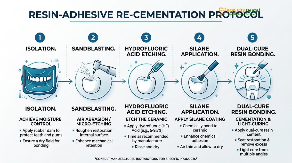 Summary diagram of loose inlay emergency repair hcmc