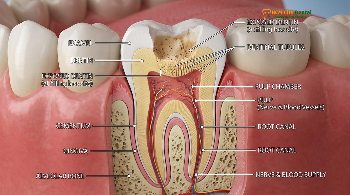Clinical photography related to lost crown filling vietnam