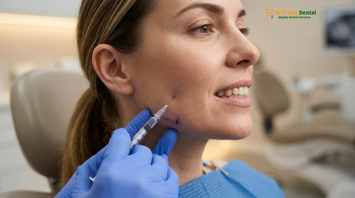 Visual description of Masseter Botox for TMJ Saigon