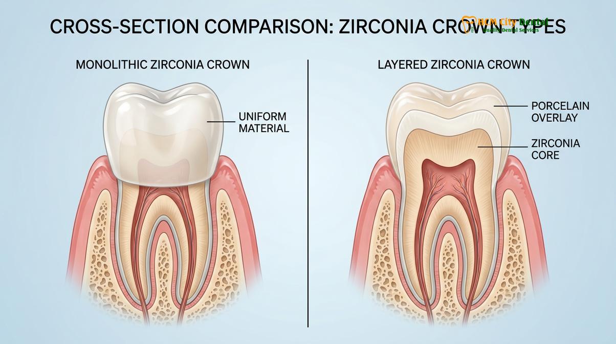 Clinical photography related to monolithic zirconia vs layered crowns