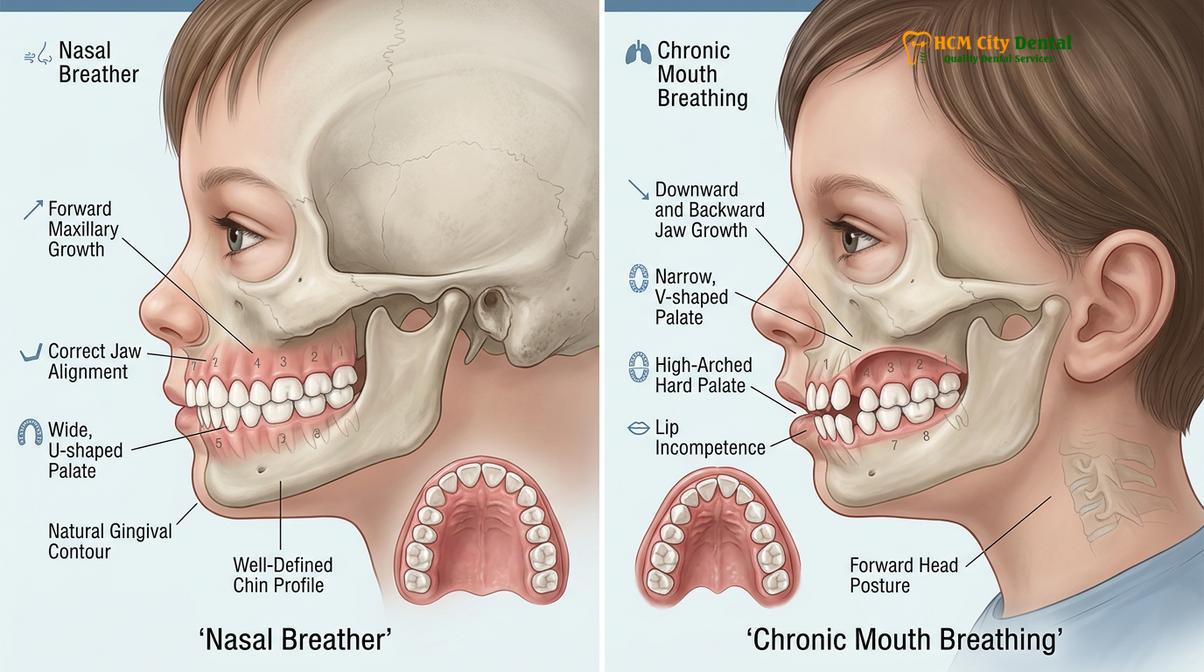 Clinical photography related to mouth breathing kids face shape