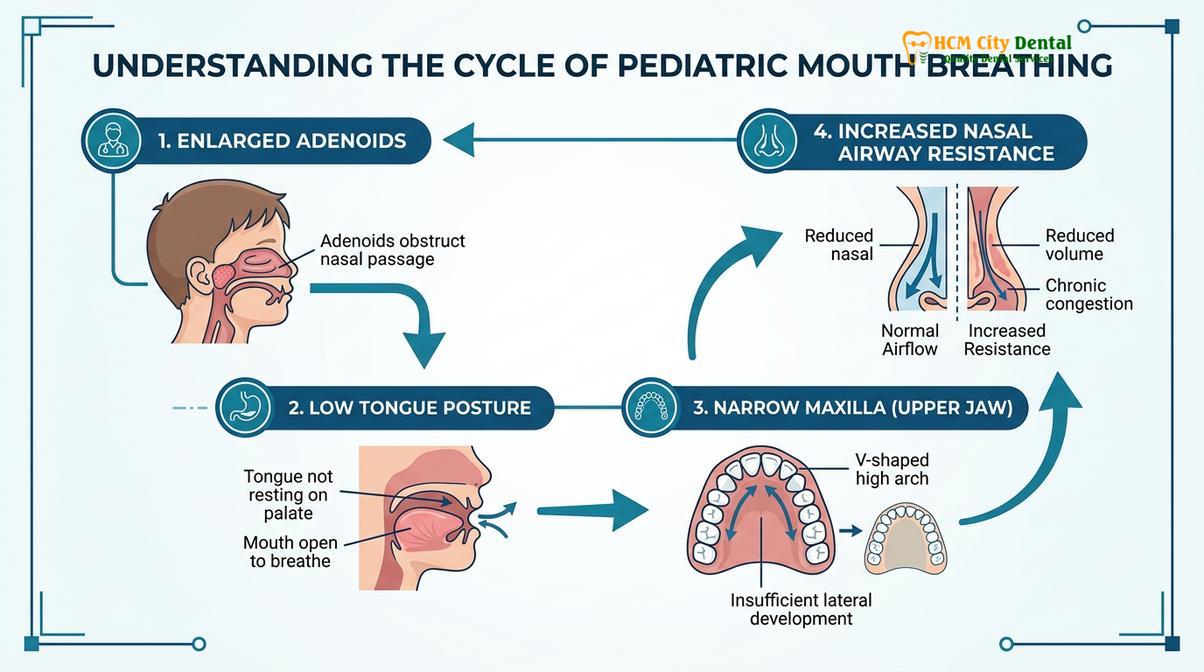 Summary diagram of mouth breathing kids face shape