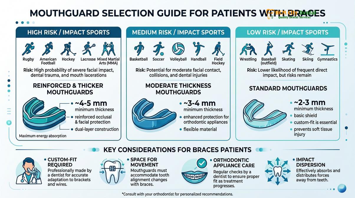 Summary diagram of mouthguard with braces orthodontics