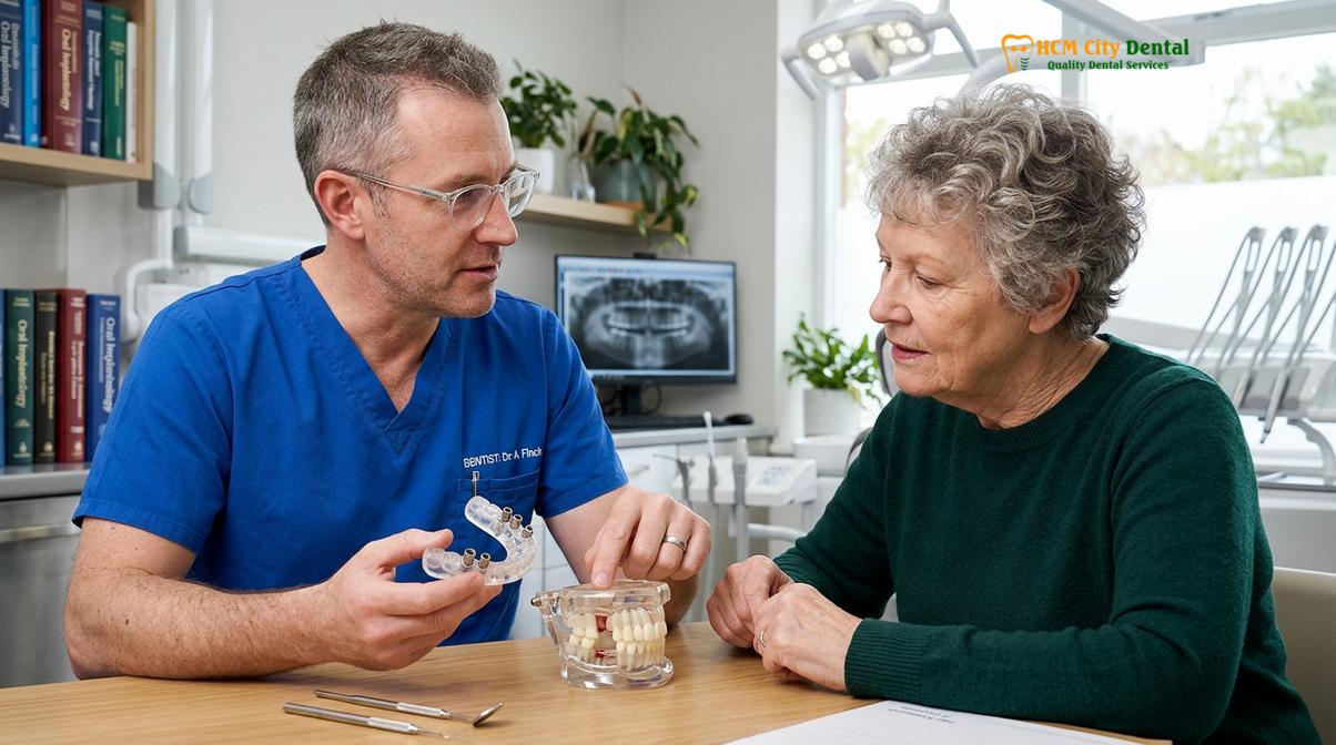 Visual illustration of multiple dental implants