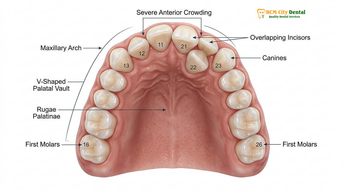 Visual illustration of narrow arch teeth