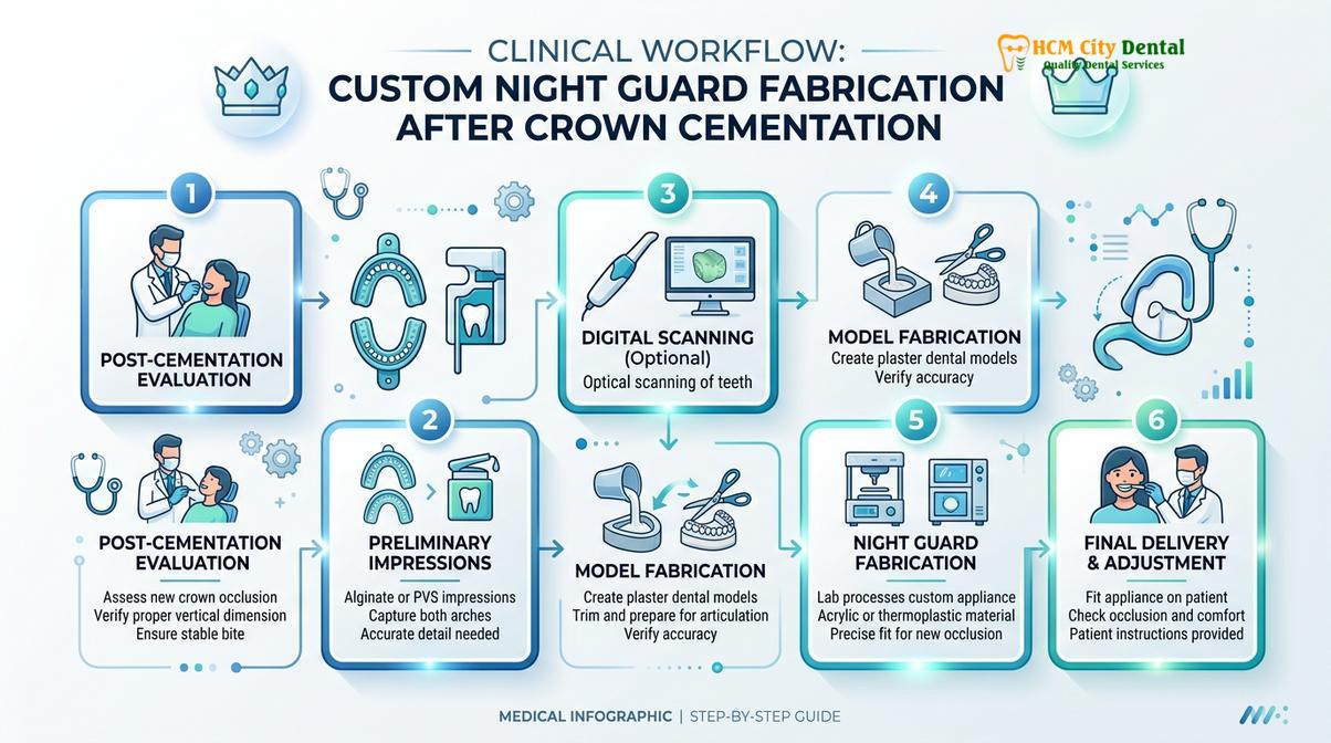 Summary diagram of night guard after dental crowns
