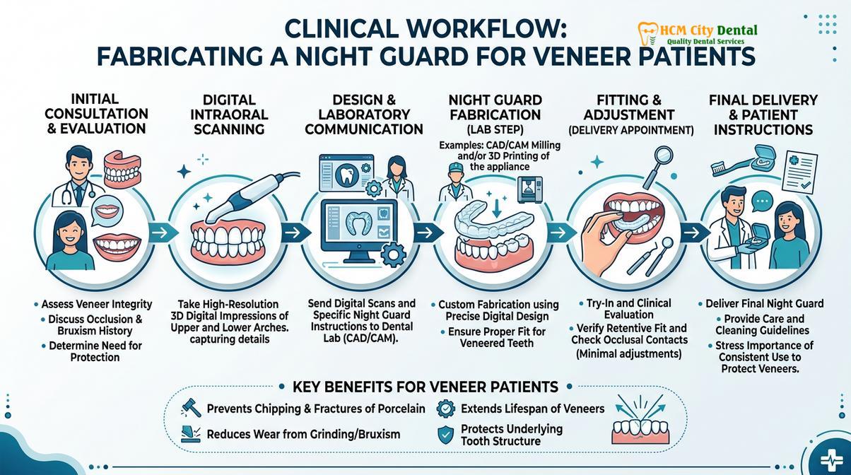 Summary diagram of night guard for veneers protection