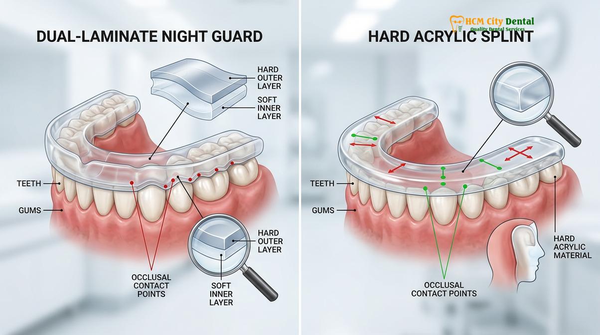 Clinical photography related to night guard cost Vietnam vs UK