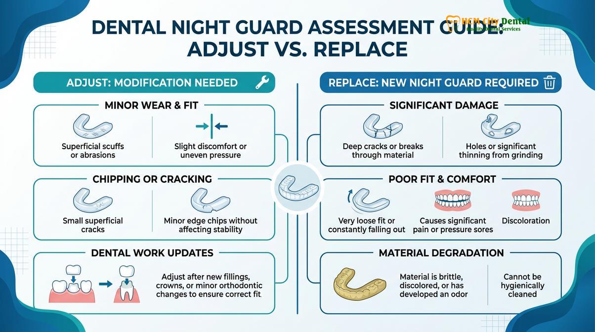 Summary diagram of night guard not fitting properly