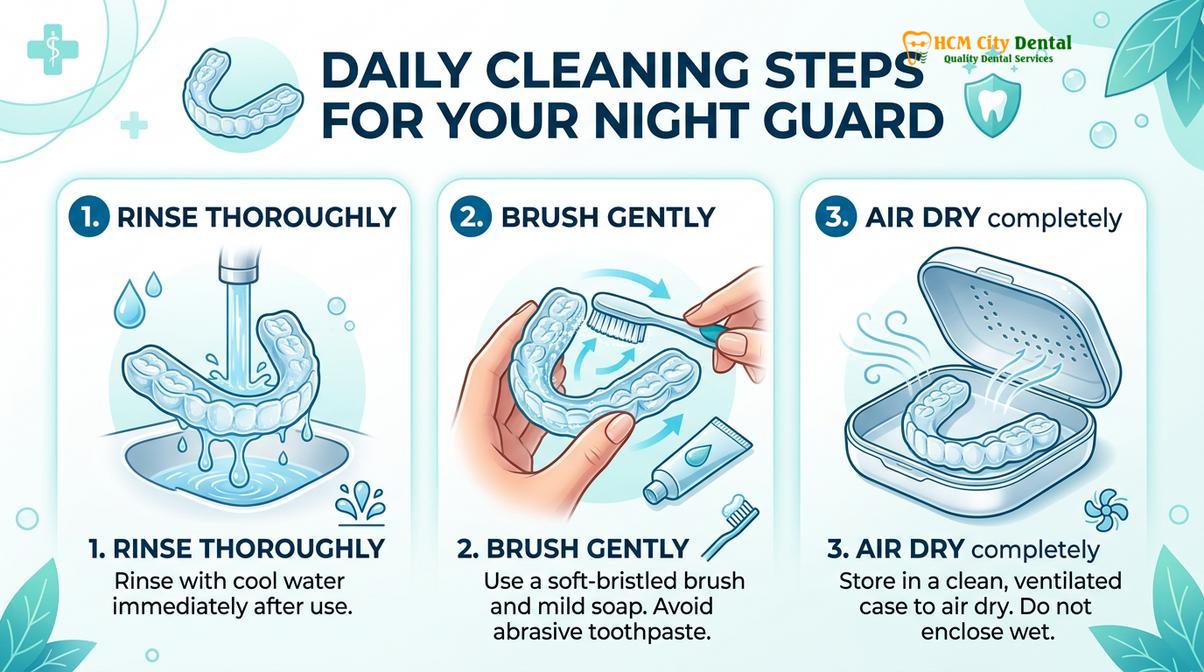 Summary diagram of night guard smells bad yellow