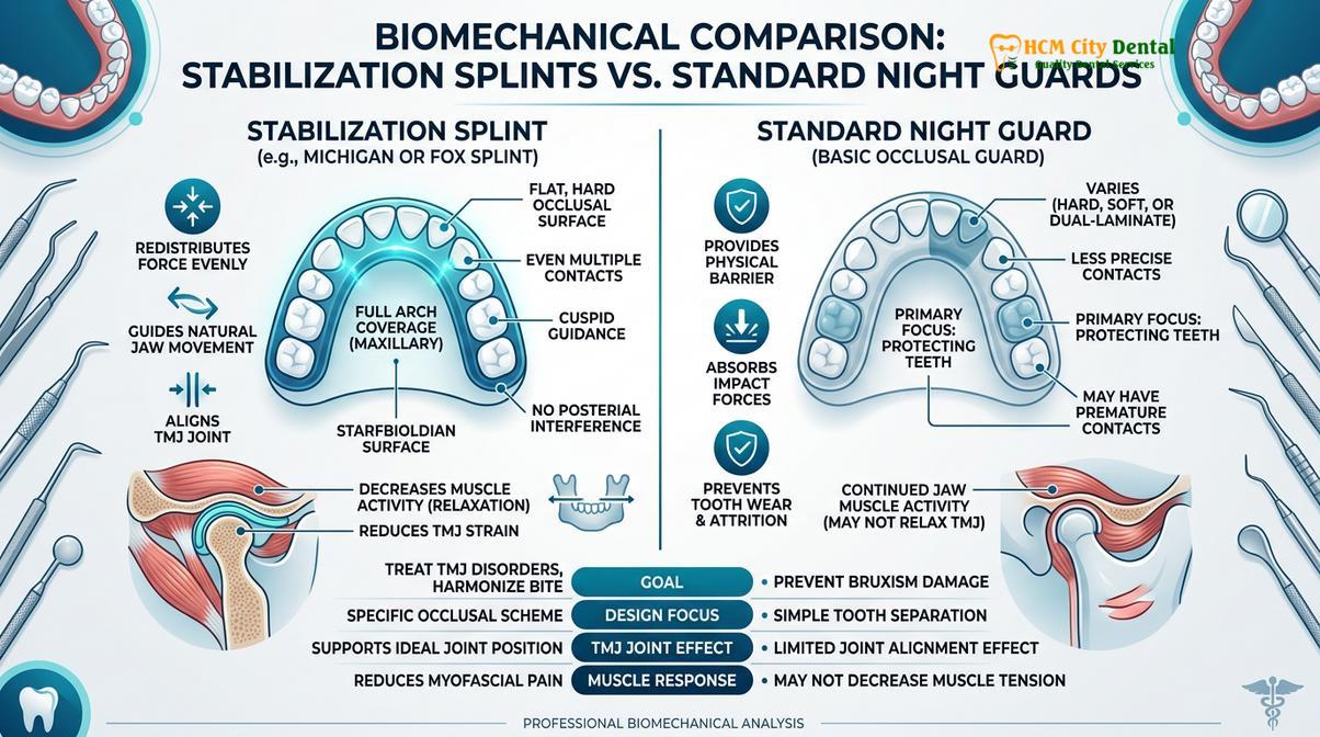 Summary diagram of Occlusal Splint vs Night Guard TMJ