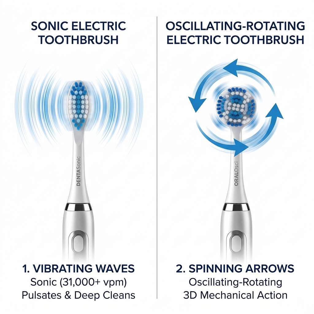 Comparison between sonic and oscillating-rotating electric toothbrush mechanisms