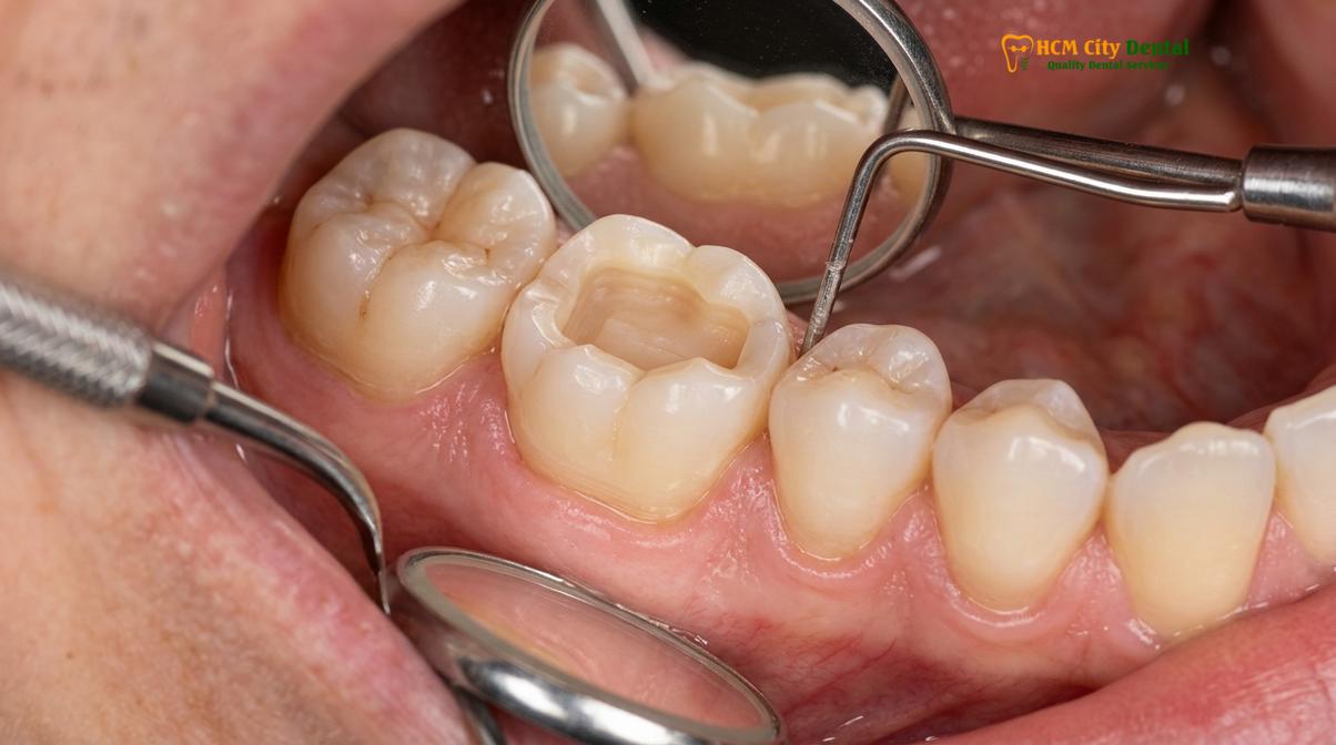 Clinical illustration of onlay vs crown