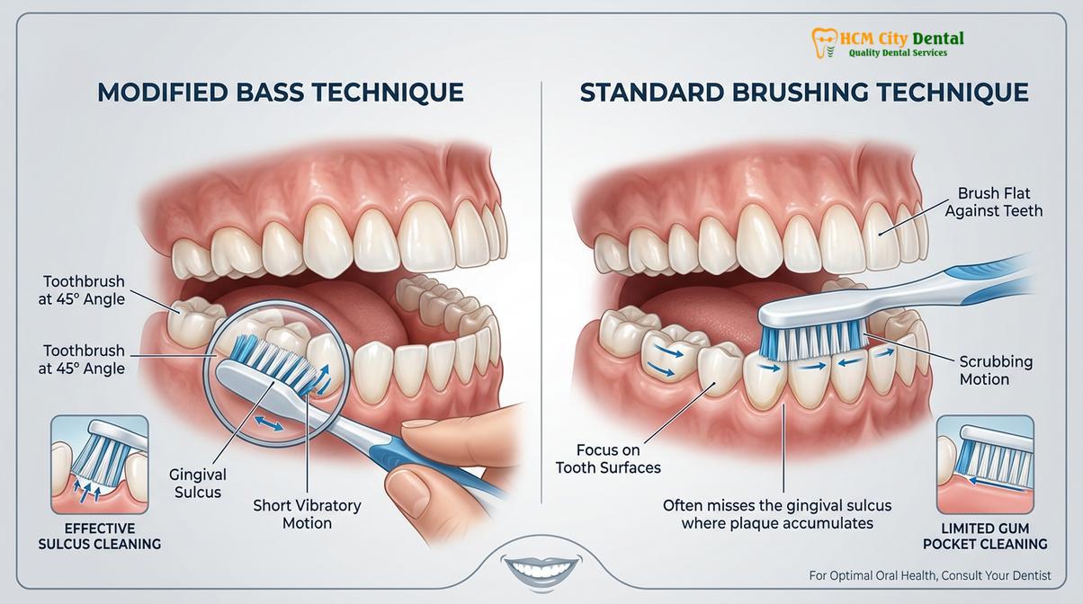 Visual description of oral hygiene steps