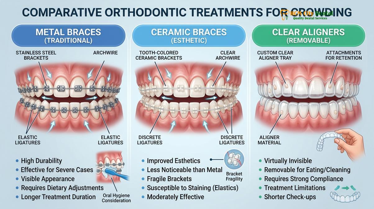 Visual description of overbite braces process