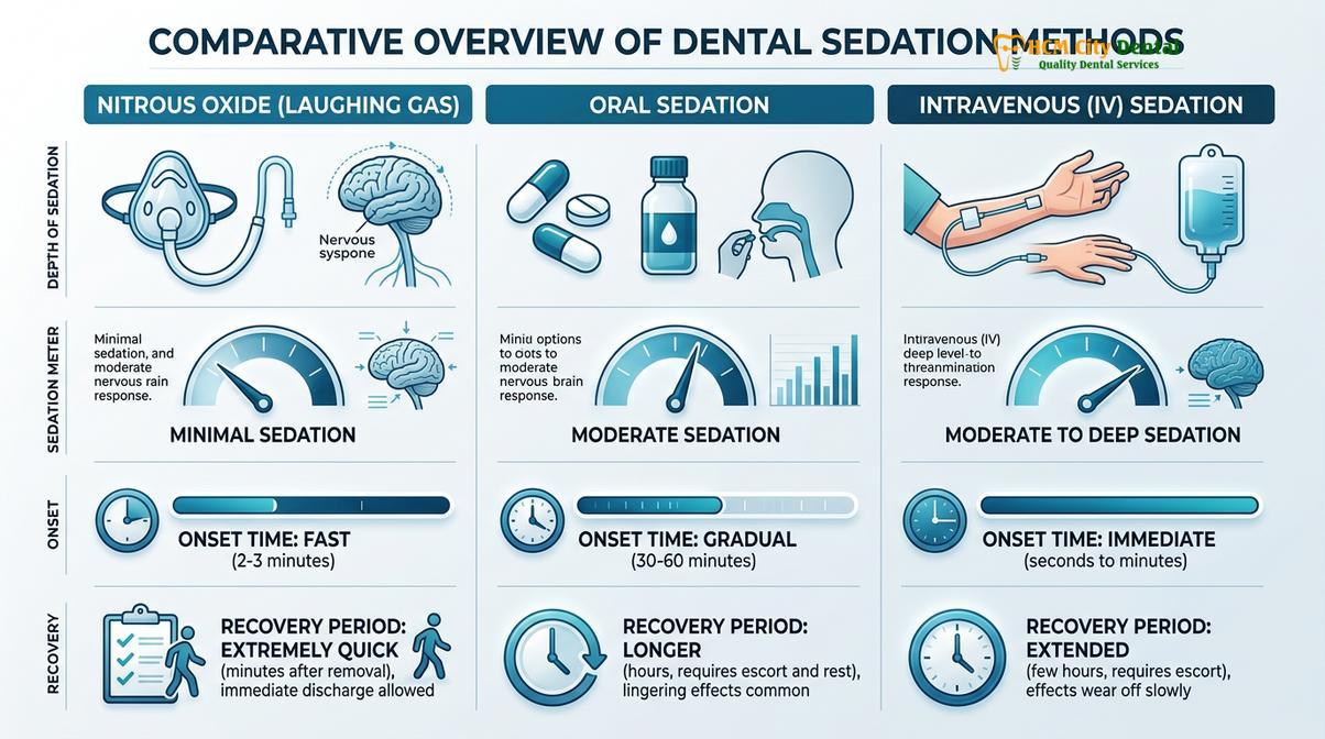 Summary diagram of Painless Tooth Extraction Sedation Options Vietnam