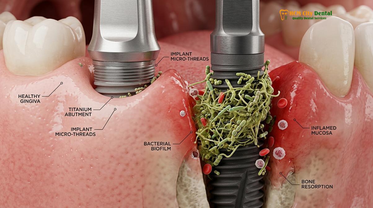 Visual illustration of peri implantitis prevention