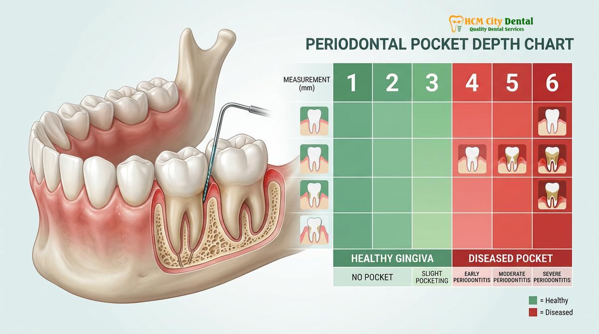 Visual description of periodontal pocket depth