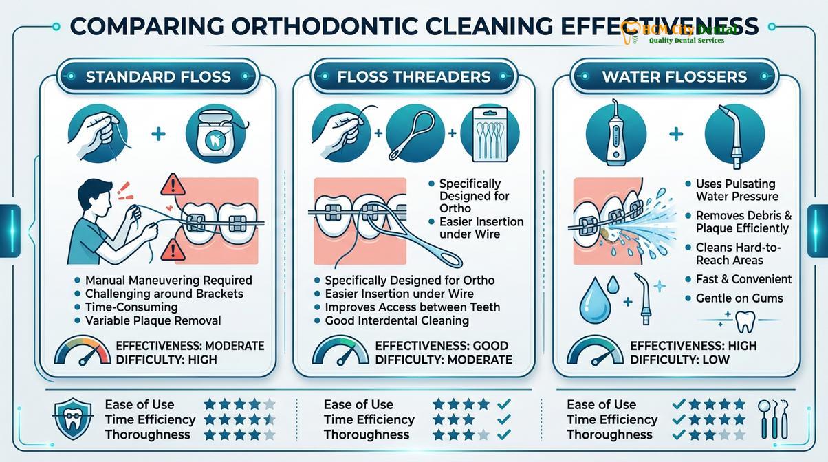 Summary diagram of Permanent Bonded Retainer Hygiene Flossing