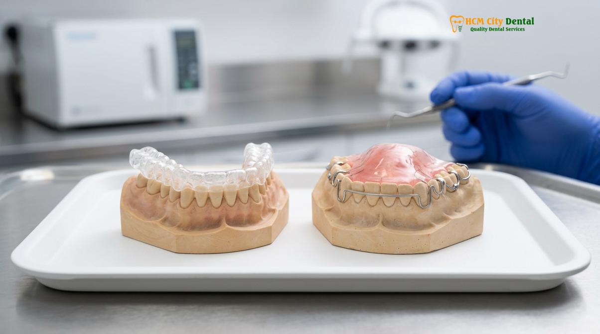 Visual illustration of permanent retainer vs removable retainer