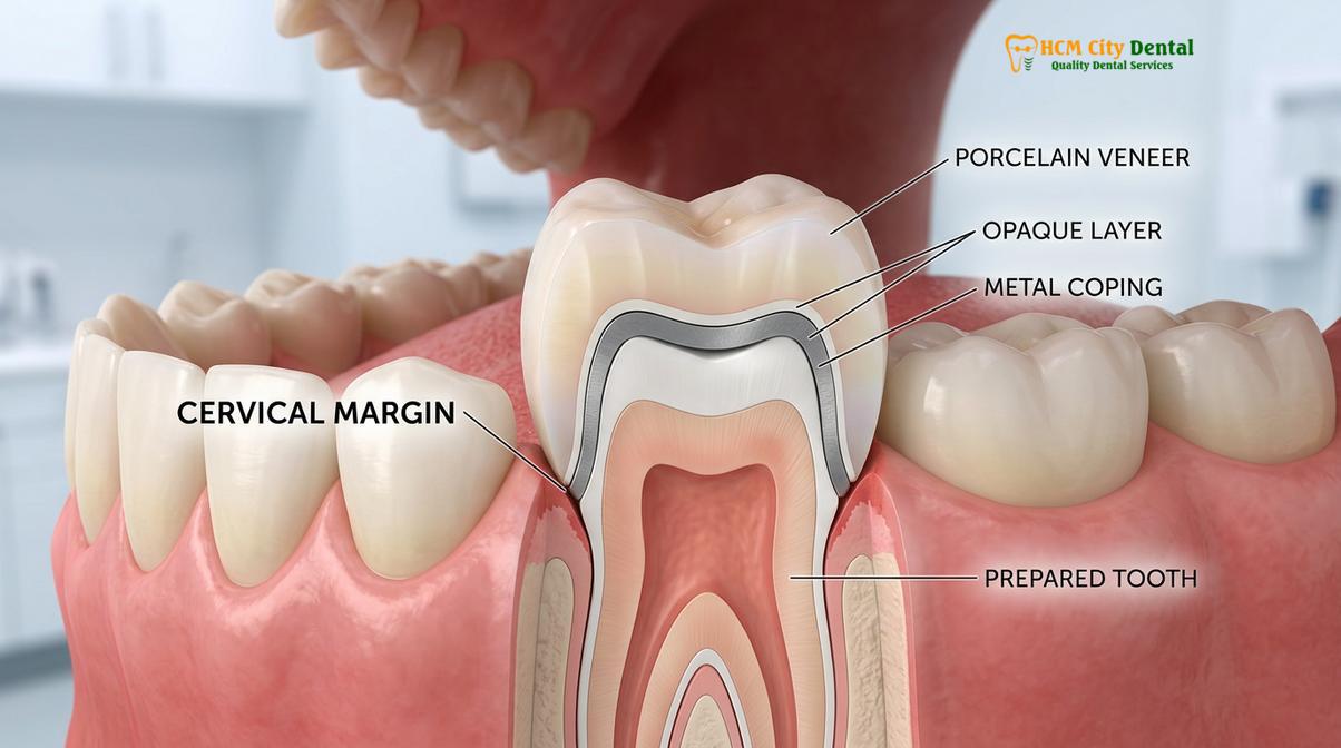 Clinical photography related to pfm crowns dark line gumline
