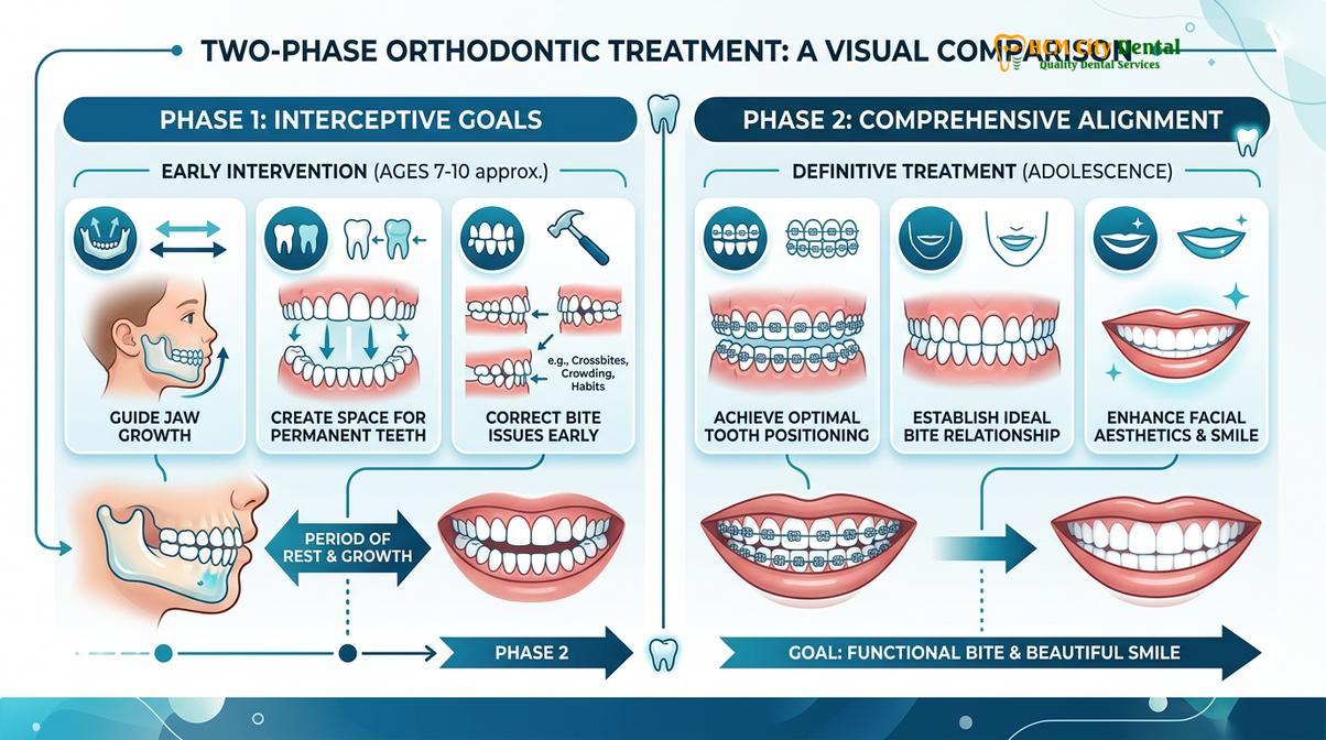 Summary diagram of Phase 1 vs Phase 2 Braces Children