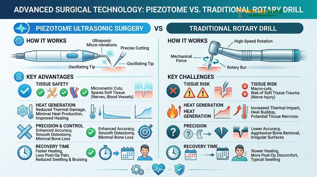 Summary diagram of piezotome wisdom tooth extraction