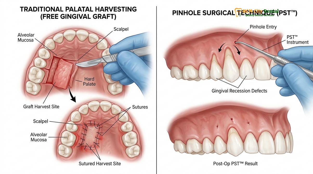 Clinical photography related to pinhole surgical technique
