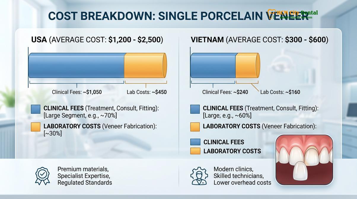 Clinical photography related to veneers cost vietnam vs usa