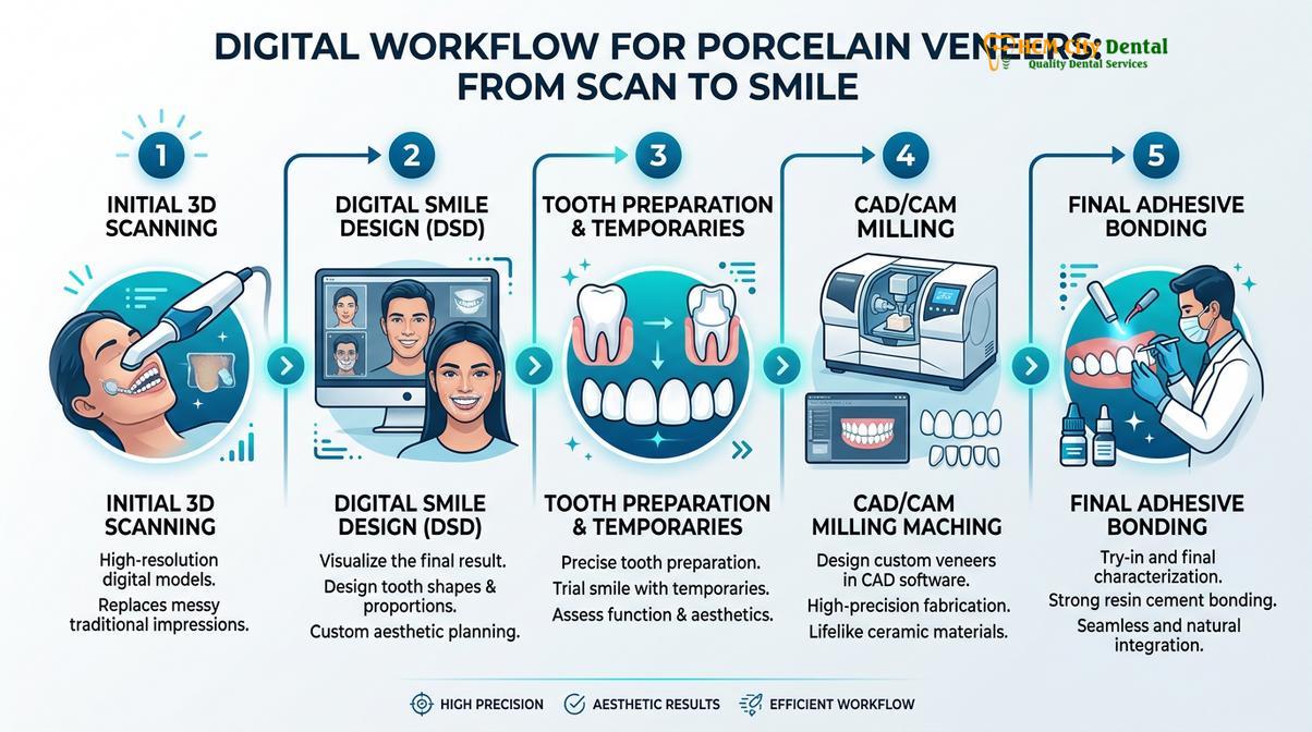 Summary diagram of veneers cost vietnam vs usa