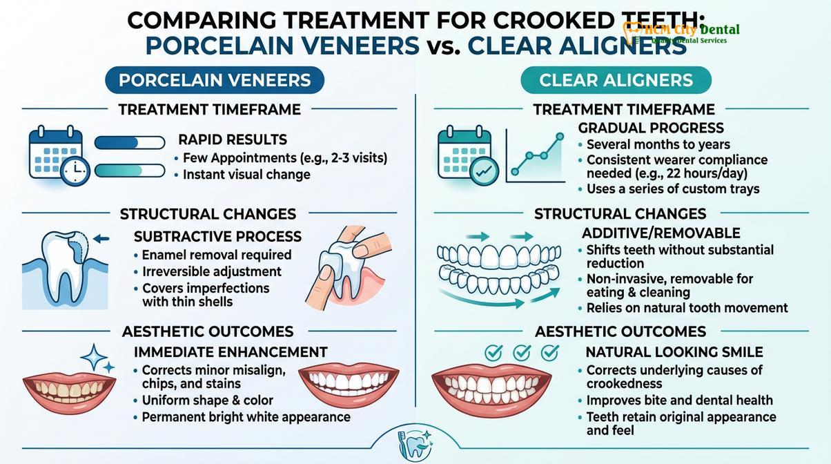 Summary diagram of veneers for crooked teeth