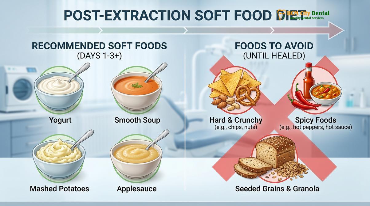 Visual description of post extraction care prevent dry socket