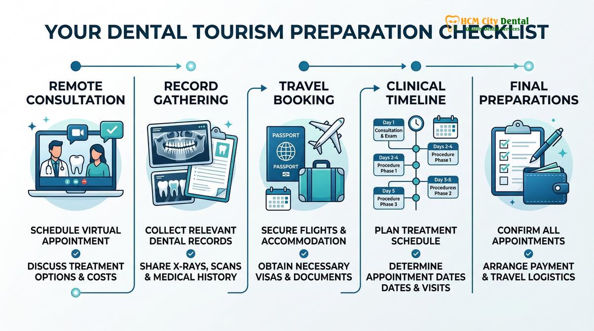 Summary diagram of prepare for dental crowns travel