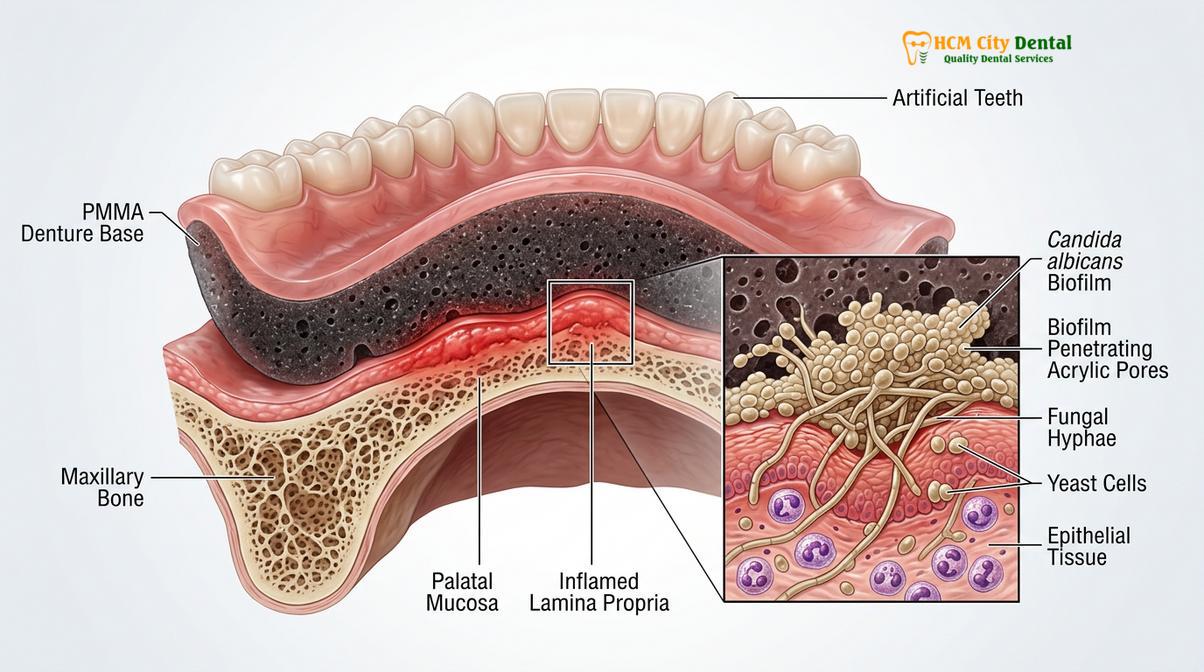 Clinical illustration of Denture Stomatitis Treatment