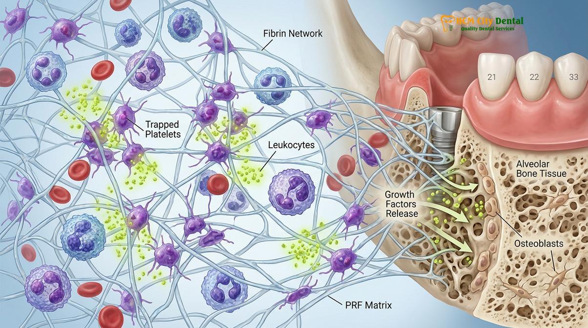 Visual description of PRF dental healing