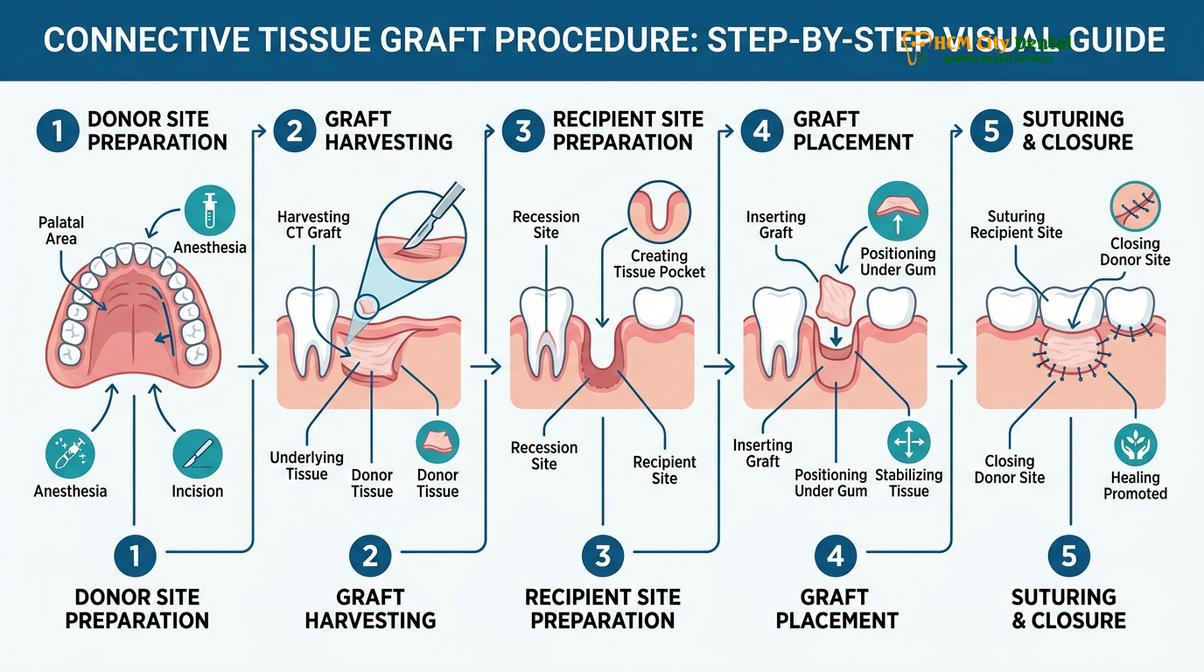 Visual illustration of receding gums treatment