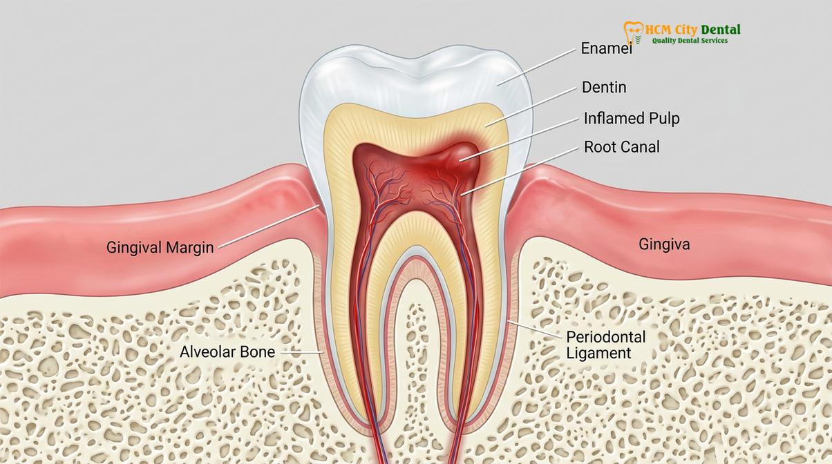 Clinical illustration of root canal treatment