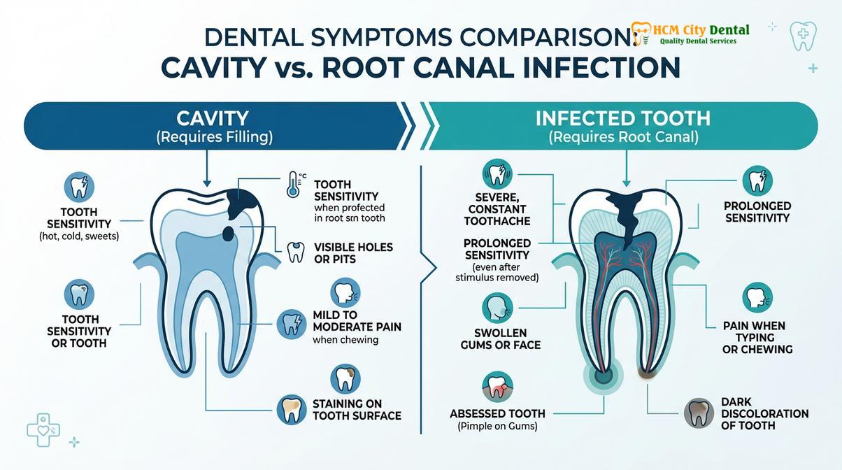 Summary diagram of root canal vs filling