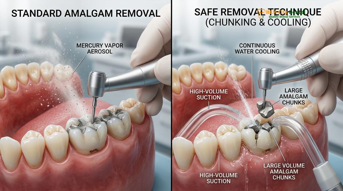Clinical photography related to safe mercury filling removal