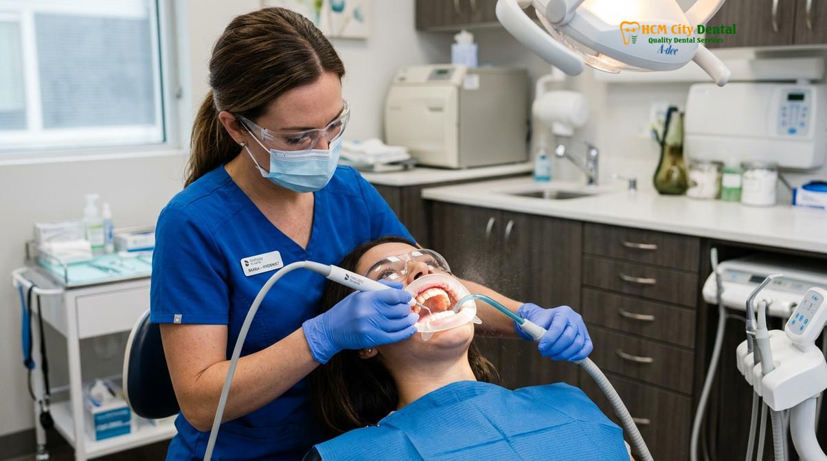 Visual description of same day teeth whitening tourist saigon