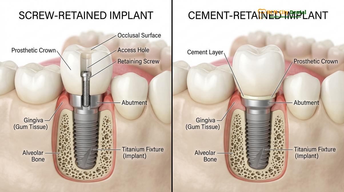 Clinical photography related to screw vs cement implant crown