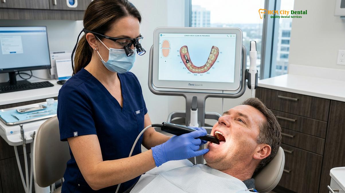 Visual description of screw vs cement implant crown