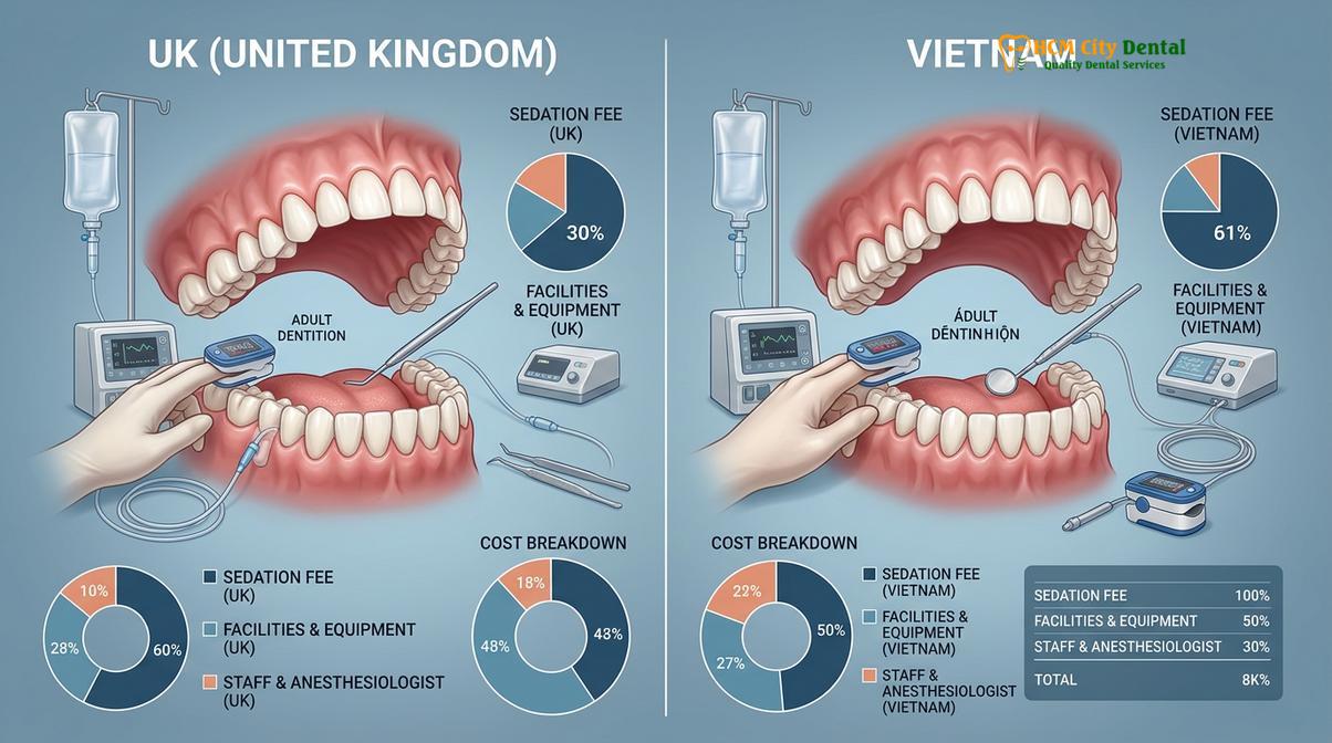 Clinical photography related to sedation cost Vietnam vs UK