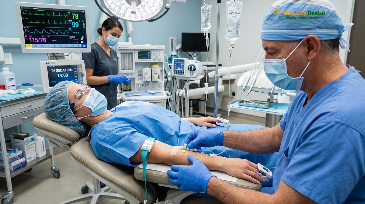 Visual description of sedation dental implants