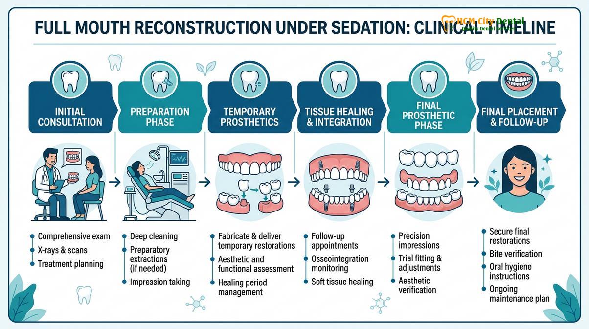 Summary diagram of sedation for full mouth reconstruction