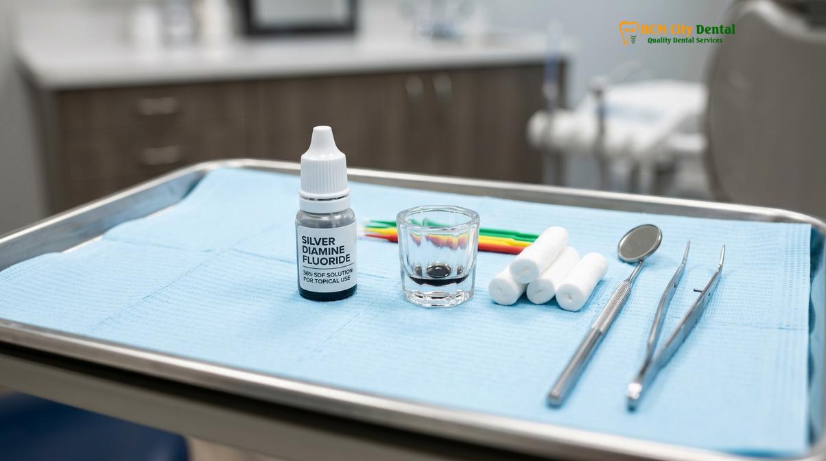 Visual description of silver diamine fluoride kids
