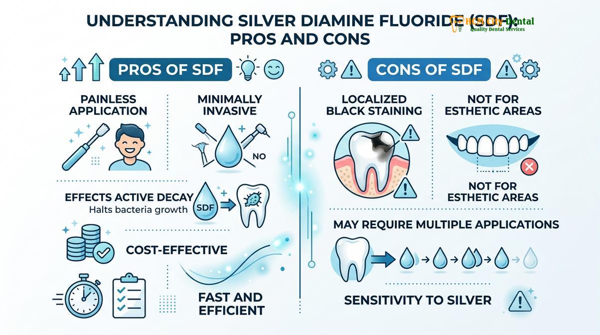 Summary diagram of silver diamine fluoride kids
